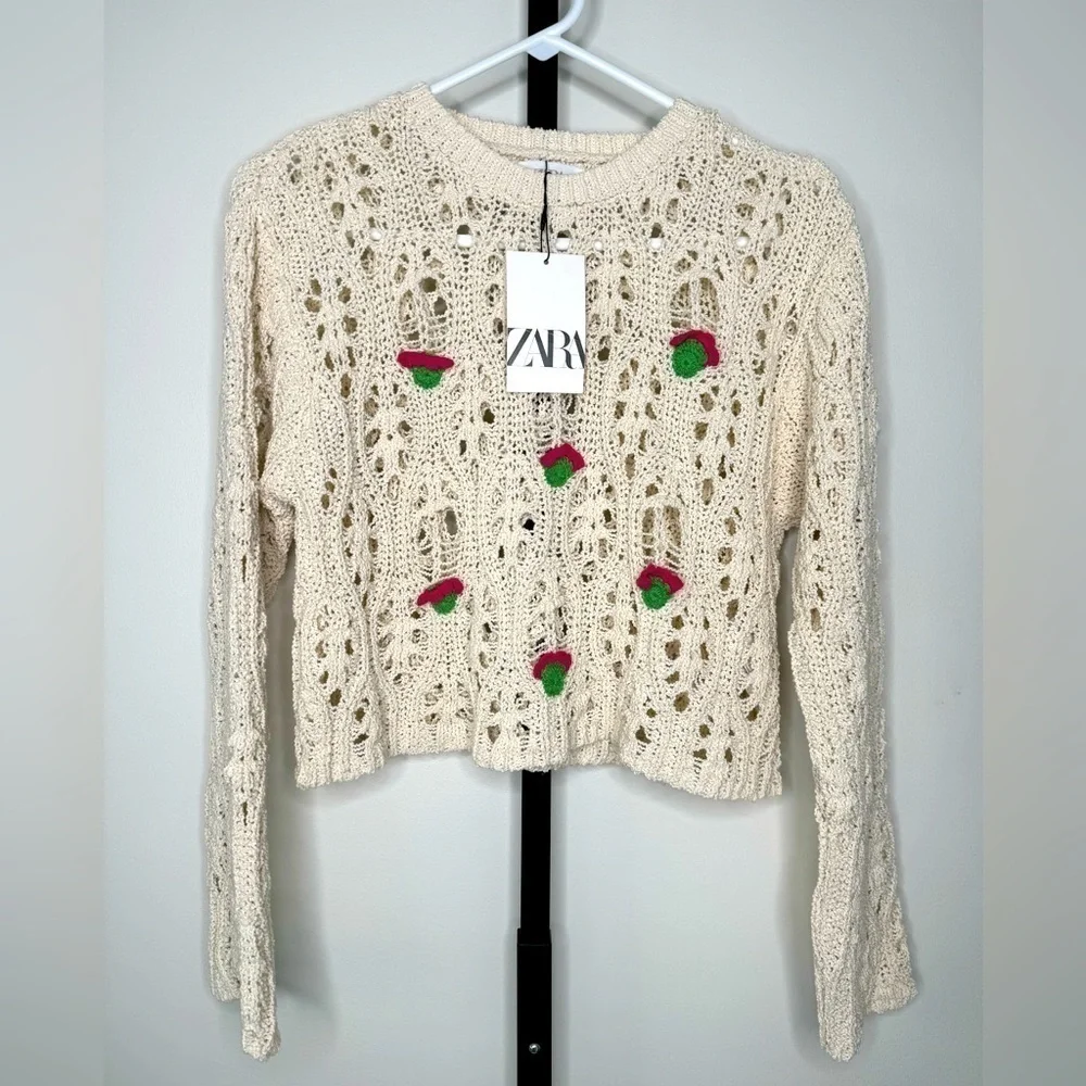 Zara Kids Floral Embroidered Sweater